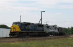 CSX 737 leads a train towards the yard